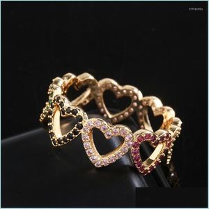 Anéis de casamento Anéis de casamento FunMode Lovely Heart Shape Mticolor Cubic Zirconia Pavor mulheres preços por atacado de dedos FR17 ​​Drop Delivery 2 DHXQ8