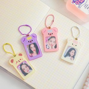 Card Holders Korea Acrylic Po Frame Pandent Kawaii Bear DIY Keychain Pocard Holder Girls Kpop Idol Postcard School Stationery