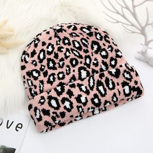 Leopard Beanie Outdoor Winter Warme Strickmütze Mode Accessoires Eimer Hut Kappe 2022