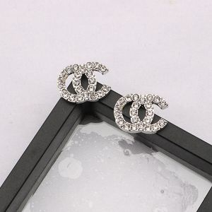 Simples Banhado a Ouro 18K Prata 925 Marca de Luxo Designers Letras Stud Geométrico Famoso Feminino Cristal Redondo Strass Brinco de Pérola Jóias Presentes de Amor para Meninas