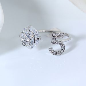 Flower Rose Open Ring Silver Gold Women No5 Finger Rings Gift For Love Girl Girl Fashion Jewelry