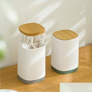 Toothpick Holders Tootick Holders Japanese Matic Press Box Mtipurpose Split Cotton Swab Dental Floss Storage Tank Drop Delivery 2022 Dhtjy