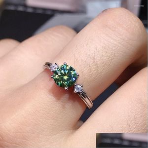 Bröllopsringar Bröllopsringar Green Sapphire Dainty Ring for Women Single Crystal Gemstone Anniversary Proposal Present Msee Pics Day Herw DHM2U