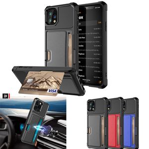iPhone 14の強力な鎧保護カードスタンドケース13 Pro Max 11 12 13Pro Plus XS XS XR X携帯電話衝撃的な磁気ビジネス保護カバー