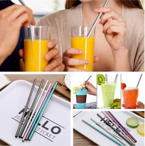 6x215mm Reusable Drinking Straw Metal Straws 304 Stainless Steel Straws Set Bar Cocktail for Glasses Drinkware 2000pcs DAW508