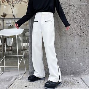 Pantaloni da uomo Pantaloni da uomo ispessiti Sciolti dritti Gamba larga Tide Autunno Inverno 2022 Chic Design impiombato Tweed lungo