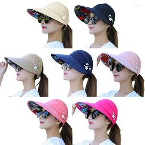 Ball Caps Foldable Sun Hat Sunscreen Summer Hats Women Fashion Pearl Flower Fedora Wide Brim UV Protection Panama Female Snapback