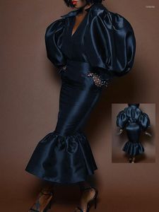 Sukienki robocze 2022 Kobiety czarne impreza dwupoziomowe zestawy Lantern Sleeve V Topy z modą spódniczką 2 sukienki