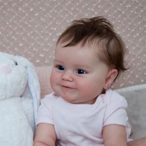 Puppen 50CM Reborn Baby Doll geborenes Mädchen Baby Lebensechte echte Soft Touch Maddie mit handverwurzelten Haaren Hochwertige handgefertigte Kunstpuppe 221025