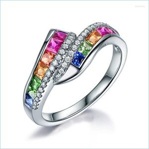 An￩is de casamento An￩is de casamento Chegada Trendy Colored Eternity Band Ring for Women Anniversary Gift J￳ias por atacado R7552Wedding brit2 dh2ws