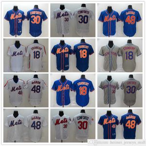 2022 novità Maglie da baseball Jacob 48 deGrom 30 Michael Conforto 18 Darryl Strawberry Jersey Top Quality cucita Grigio Bianco Blu per uomo Taglia