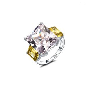 Anéis de casamento jóias de moda Luxo de prata sólido 925 Big White 5A CZ Stones simuladas Mulheres banda Crown Ring Gift Fine Fine