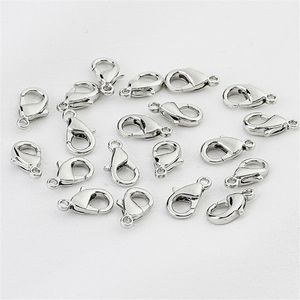 150PCS  Lot 12x6mm Lobster Clasp Hooks Silver Plated Alloy Fashion Jewelry Findings Components For Bracelet Chain Necklace DIY Accessories