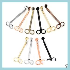 Scissors Stock Candle Wick Trimmer Stainless Steel Candles Scissors Trim Cutter Snuffer Round Head 18Cm Black Rose Gold Sier Red Zc8 Dhvl2