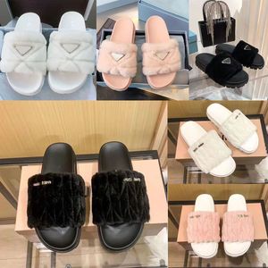 2023 classic Designer women sheepskin Fluffy Slides slippers Luxury Winter Fluffy Furry Warm letters Sandals Fashion week thick sole open toed slipper shoe with box
