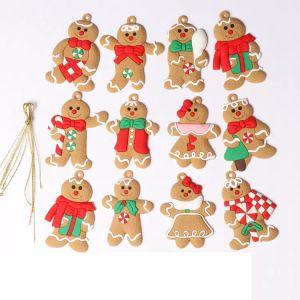 Gingerbread Man Süsler Noel Ağacı Çeşitli Plastik Gingerbread Figürinler Noel Ağacı Asma Dekorasyonları İçin Süsler