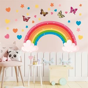 Wall Stickers Removable Rainbow Wall Decals Waterproof PVC Butterfly Heart Star Vinyl Wall Sticker for Kids Girls Room Nursery Decorative