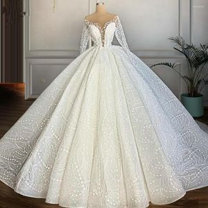 Hochzeitskleid I Nach Maß Kleider Dubai Langarm Spitze Puffy Ballkleid Bodenlangen Brautkleider Vestido De Novias