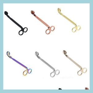 Scissors Home Stock Candles Wick Trimmer Stainless Steel Candle Scissors Trim Cutter Snuffer Round Head 20Cm Black Rose Gold Sier Co Dhofg