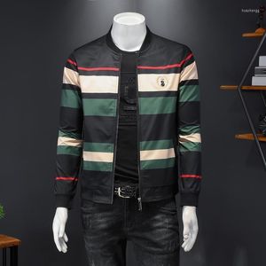 Men's Jackets Men's 2022 European And American Style Wide Stripe Plus Size Jacket Thin Coat Windbreaker 2 Colors Optional M-5XL