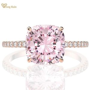 Solitaire Ring Rings Wong Rain 100% 925 Sterling Silver Created Sapphire Gemstone Wedding Engagement Rose Gold Ring Fine Jewelry Wholesale 221024