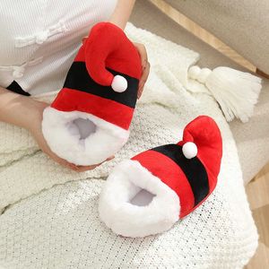 Creative Christmas Hat Slippers Winter Couples Home Casual Warm Keeping Thickened Flat Cotton Shoes