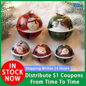 Party Supplies Christmas Tree Pendant Creative Ornaments Red Green White Bells Iron Material Craft Xmas Decoration Festival Dress Up