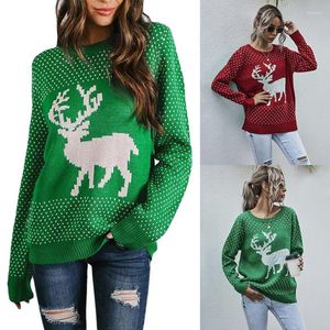 Maglioni da donna Natale Stampa allentata Animali Felpe da donna Top 2022 Autunno Inverno Pullover spessi Manica lunga O Collo Maglioni per maglieria