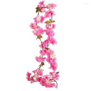 Decorative Flowers 46" Artificial Cherry Blossom Hanging Vine Silk Garland Fake Plants Leaf For Home Wedding Decor