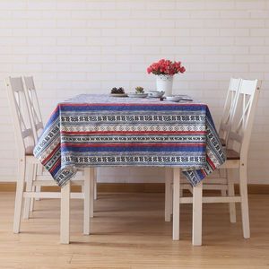 Bordduk 1PC Folkstil Retro F￤rgglada tryckt Sydostasien Bomull Linen Tabelduk Diner Home El Decoration Cover