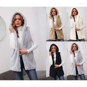 Women's Fur Fashion Hooded Waistcoat Women Spring And Autumn Imitation Winter Y1082