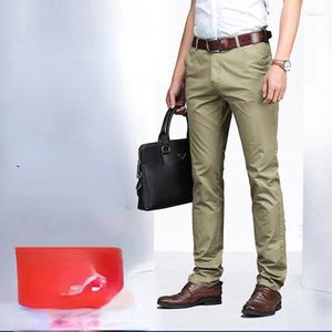 Calça masculina homens homens clássico primavera outono de cintura alta negócios de marca reta Algodão algodão de algodão longa T333