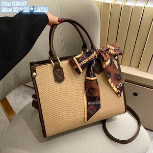 Großhandel Fabrik Damen Umhängetaschen 5 Farbe geometrisches Muster Retro Handtasche süße Band Schleife Frauen Tasche Trend geprägte Krokodilleder Einkaufstasche 8614#