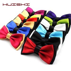 Bow Ties Huishi White and Black Bow Ties For Men Classic Suit Neckwear Man Bowtie Fashion Solid Color Justerbar Two Tone Bow Tie L221022