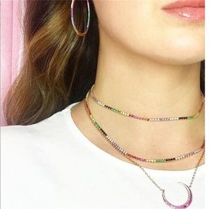 Choker Delicate Red Cz Crescent Moon Halsband h￤ngen Rose Gold Chain Collar Necklace Bridesmaid Gift Elegant smycken
