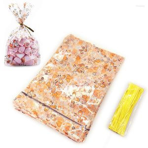 Gift Wrap 100pcs Cute Butterfly Plastic Bags Heart Shape Cookies Candy Bag Box Wedding Favor Packaging Pouches