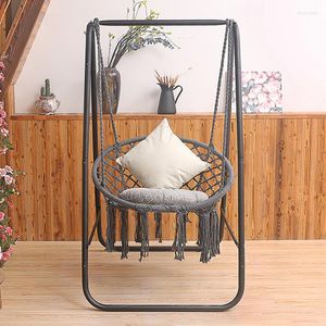 Camp Furniture Cotton Rope Hanging Chair For Adults And Children Round Household Swing Hammock Nordic Style Indoor With Stand