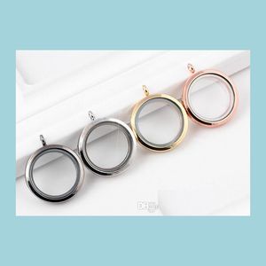 Charms 10Pcs/Lot 30Mm Plain Round Magnetic Glass Living Floating Locket Pendant Fit For Chain Necklace 4Colors Wholesale Drop Delive Dhnz5