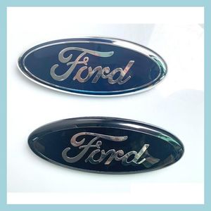 Distintivi per auto Distintivi anteriori per auto 9 pollici Cappuccio Cofano Distintivo dell'emblema Adesivo per baule posteriore per Ford Skl F150 F250 Explorer Edge Accessori Drop Dhzjd