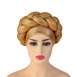 African Pattern Headwrap Hats for Women Pre-Tied Africain Designer Bonnets Turban Knot Aso Oke Africaine Turbante Auto Gele GC1746