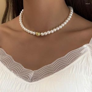 Girocollo moda elegante imitazione perle collana di perline per le donne vintage geometrica clavicola chocker colar gioielli regalo