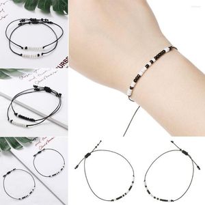 Link -Bänder BFF Jubiläum Schmuck Geschenk Ich liebe dich Wachs Thread Moos Code gewebtes Ornament Armband Kning