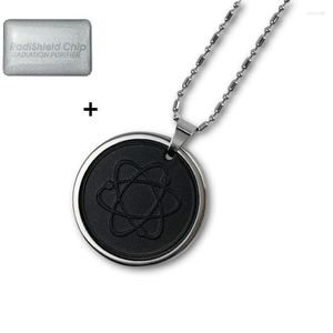 Pendant Necklaces Lava Stone Energy Necklace Charm Jewelry With 2 Pieces Anti Radiation Shield Stickers