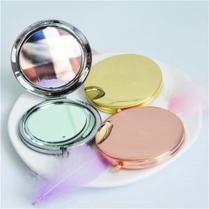 Round Pocket Makeup Mirror Portable Folding Double Side Compact Mirrors Beauty Accessories Wedding Party Favour Bridesmaid Proposal Christmas Gift