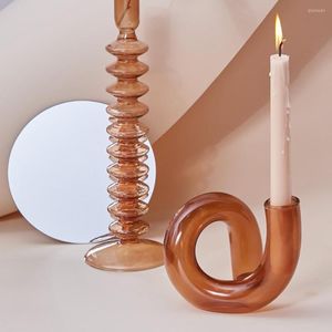 Portacandele Design di vasi in vetro colorato per centrotavola nuziali Decorazioni per la casa Portacandele da tavolo