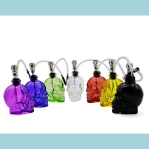 Tubos de fumantes criativos 6 cores Skl Head Glass Glass Glaokah Pipe Dur￡vel mini tabaco fumando ￡gua Design exclusivo entrega por atacado DHJAS