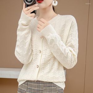 Malhas femininas beliarst pura lã feminina redonda cardigan outono e tampas de malha de inverno