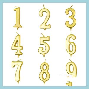 Candles Home Decor Gold Digital Candles 09 Birthday Candle Cake Decoration Plugin Plating T2I53186 Drop Delivery 2022 Garden Dhcyt