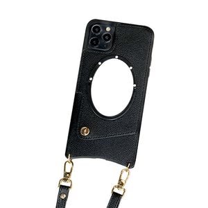 Portafoglio a tracolla Custodie per cellulari Specchio Cover di protezione per cellulare per iPhone15 14 Plus 13 Pro 12 Max Apple Inserto porta carte Tasca posteriore Cover Cinturino in pelle PU