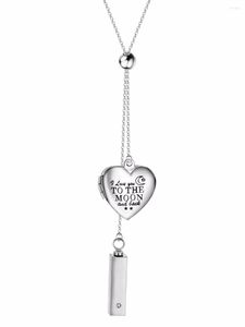 Collane con ciondolo Ti amo fino alla luna e ritorno Ragazze Po Locket Collana in acciaio inossidabile Urna per cremazione Cuore Gioielli commemorativi